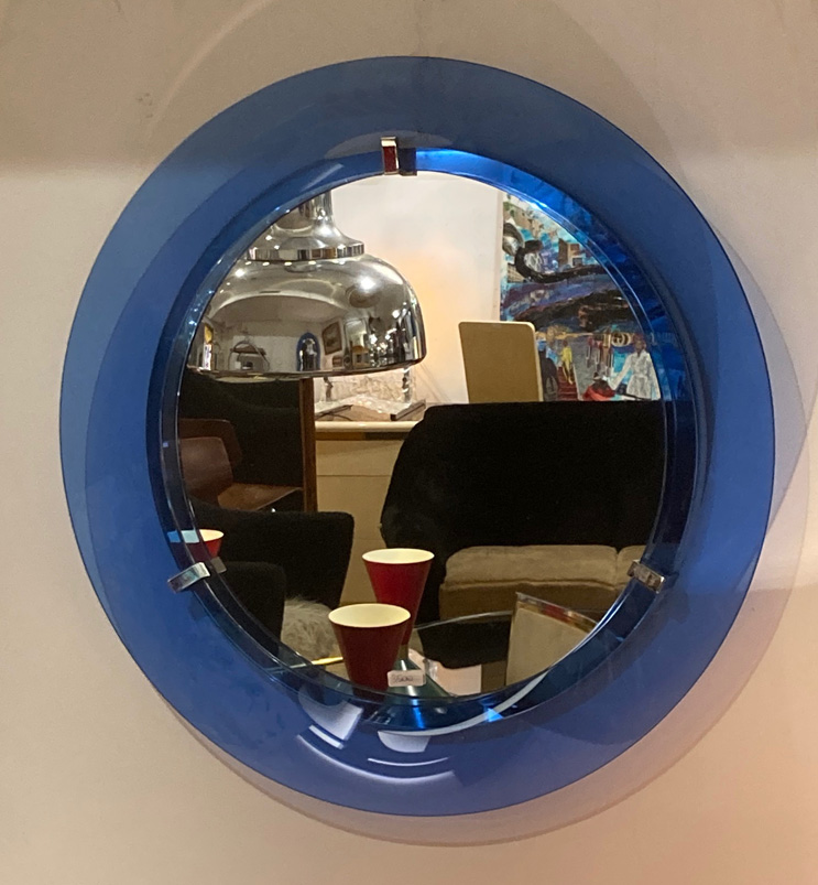 Specchio con Design Tondo vetro blu del XX Secolo Anni 70 Opera originale e disponibile - Robertaebasta® Art Gallery opere d’arte esclusive.